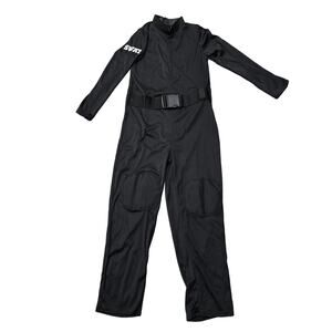S.W.A.T Black Belted Knee Padded Jumpsuit Halloween Costume / Dress Up Cosplay